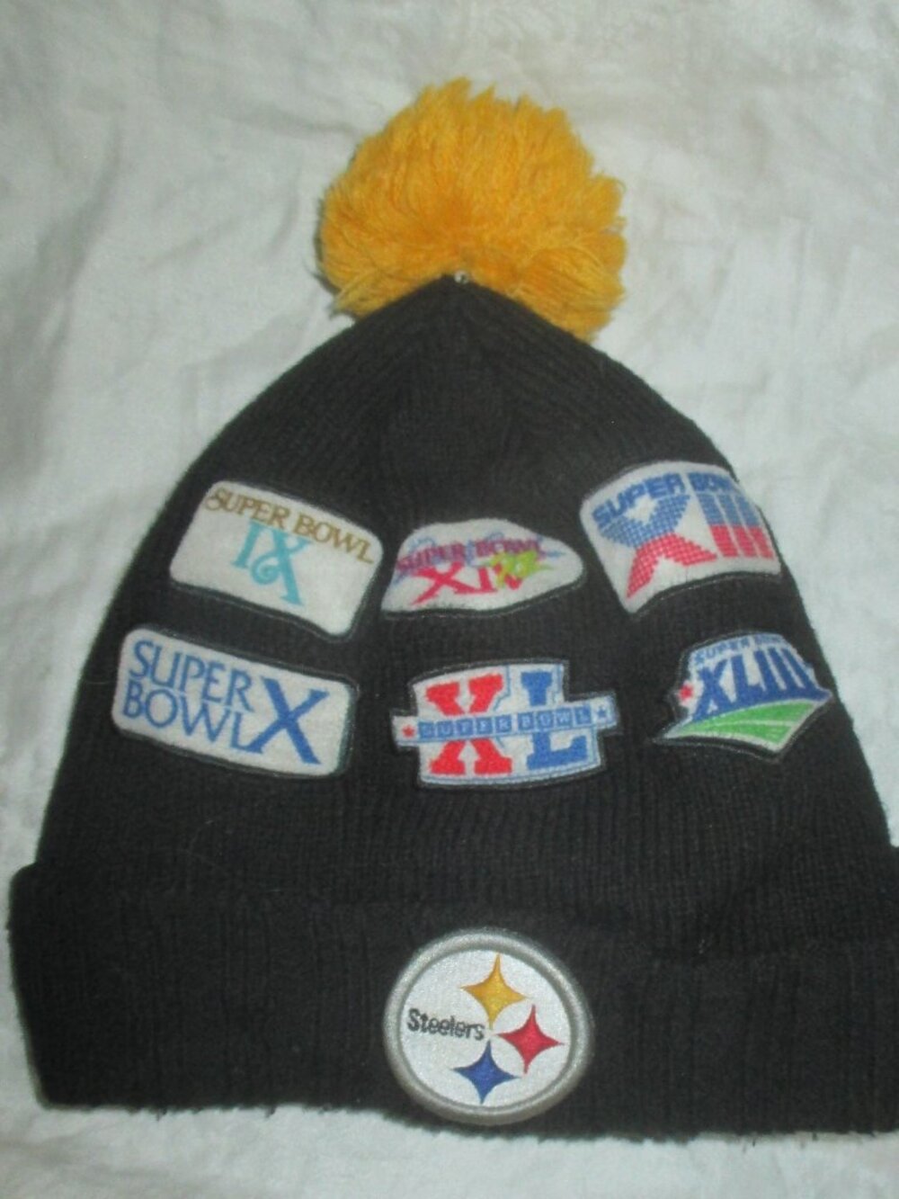 Pittsburgh Steelers Hat One Size Black 6X Super Bowl Champs New Era Knit Cap Hat
